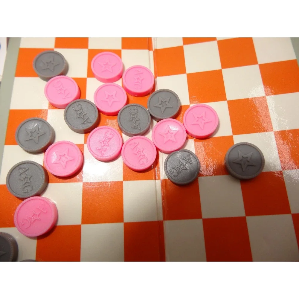 American Girl Doll Checkers Game Set Pink Grey Board Pieces 0743CTP2